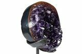 Deep-Purple Amethyst Geode With Metal Stand - Uruguay #368354-3